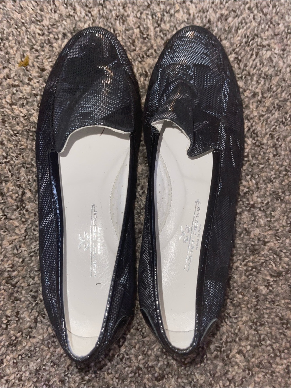 Walter Genuin Black Metallic Slip-On Loafers